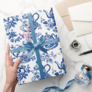 Papel De Presente Tea Chinoiserie French Toile Du Jouy Pattern