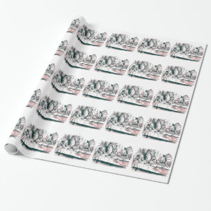 Papel De Presente Tea party louco do matiz cor-de-rosa