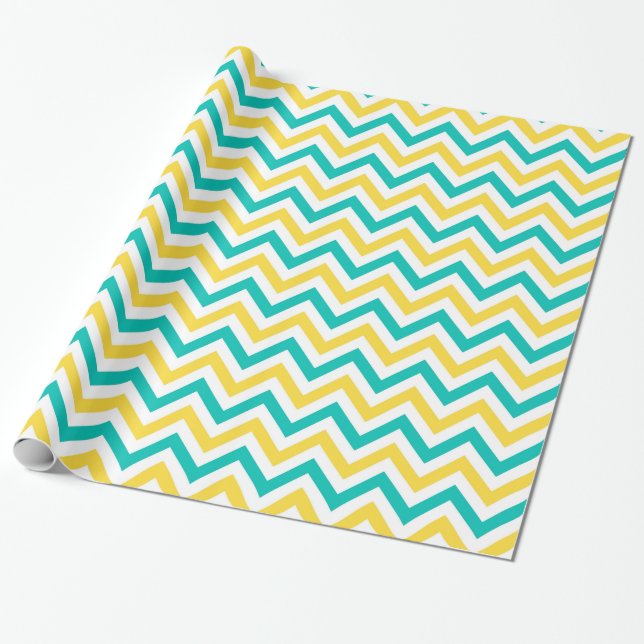 Papel De Presente Teal, Abacaxi, Padrão Grande Chevron ZigZag (Desenrolado)