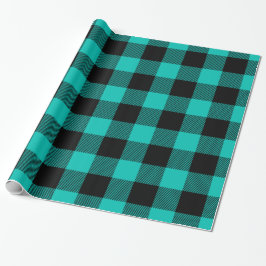 Papel De Presente Teal Black Huge Buffalo Xadrez Lumberjack Tartan