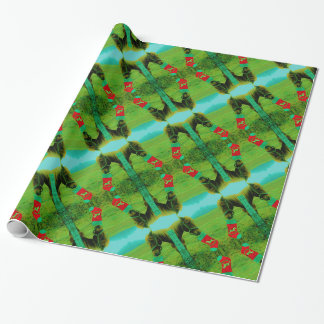 Papel De Presente Teal Blue: Cavalo de Natal com estoque de natal