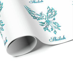Papel De Presente Teal Blue Phoenix com o nome do White Personal