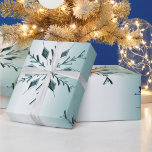 Papel De Presente Teal Christmas Snowflakes<br><div class="desc">Um elegante papel de embrulho de Natal,  com um padrão de flocos de neve metálicos de metal lacrimogêneo contra um fundo de palha para adicionar um toque de classe festiva ao seu presente durante este feriado.</div>