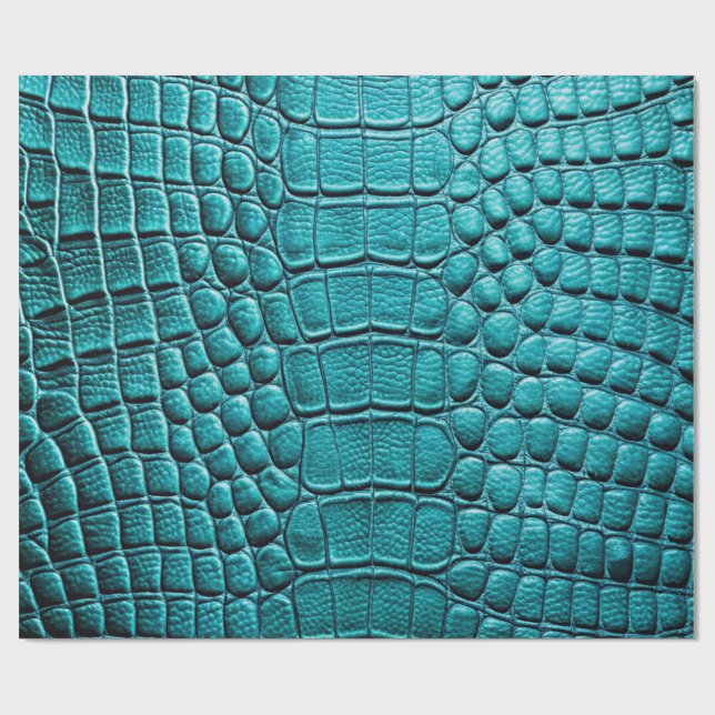 Papel De Presente Teal Crocodilo Alligator Skin Faux Leather Impress (Aberto)