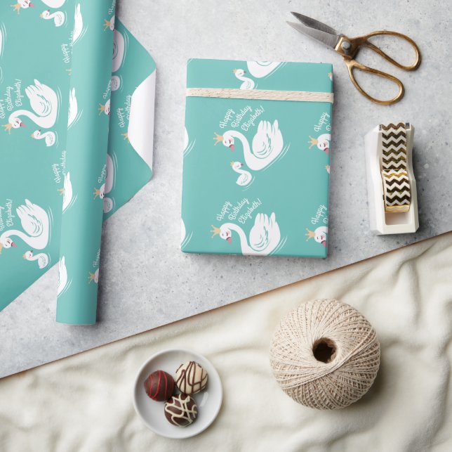 Papel De Presente Teal da Festa de aniversário Swan (Artesanato)