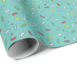 Papel De Presente Teal de Sprinkles de Cartoon Doces