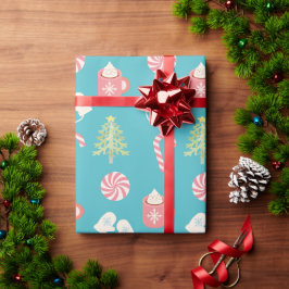 Papel De Presente Teal do padrão de Natal