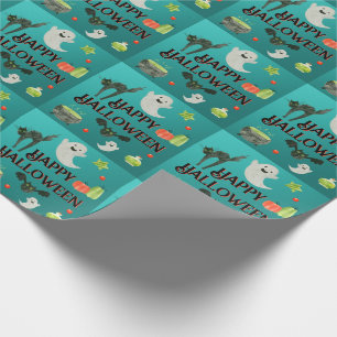 Papel De Presente Teal do Partido das Halloween e Verde