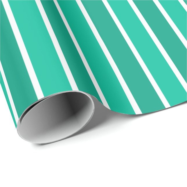 Papel De Presente Teal e Stripes Brancas (Ponta do rolo)