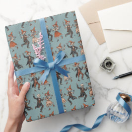 Papel De Presente Teal Empoeirado | Esqueleto de Halloween