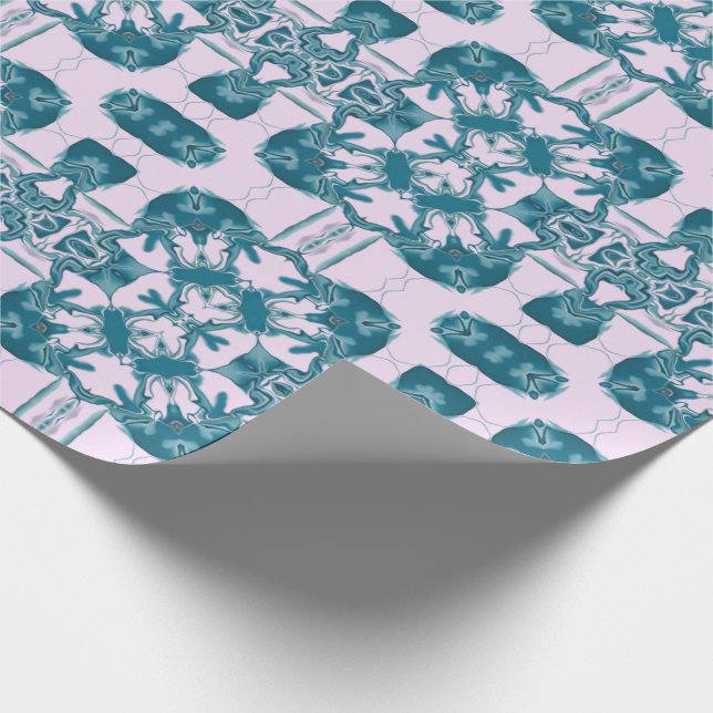Papel De Presente Teal Lacy Square Kaleidoscope (Ponta)