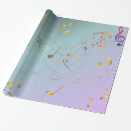 Papel De Presente Teal & Lavender Gradient Music Notes