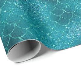 Papel De Presente Teal Mermaid Sparkle