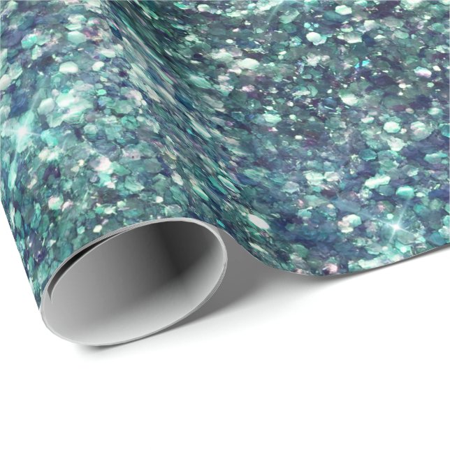 Papel De Presente Teal Mermaid Sparkle (Ponta do rolo)