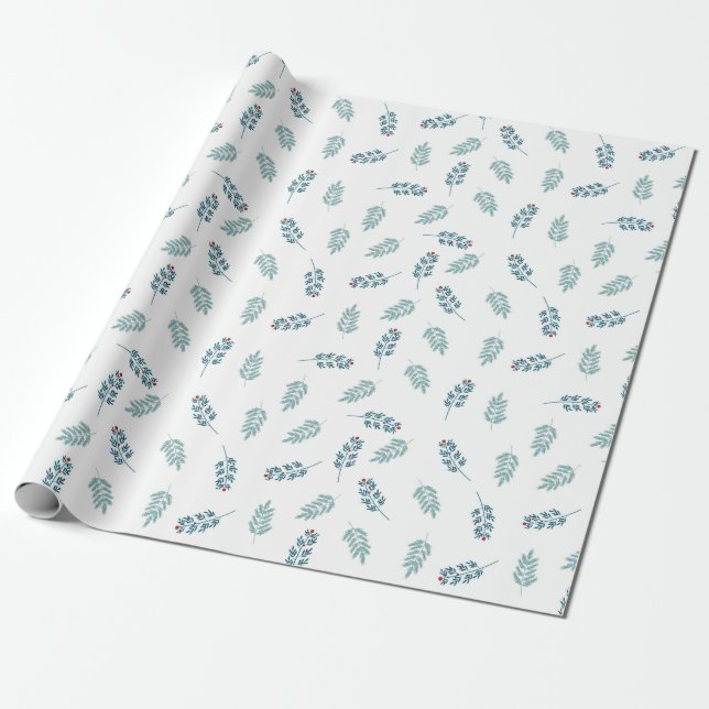 Papel De Presente Teal Mistletoe Holiday (Desenrolado)