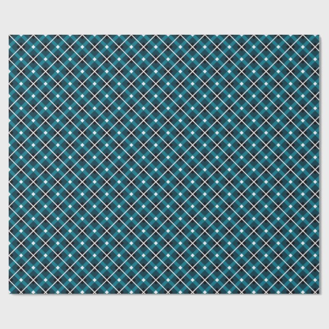 Papel De Presente Teal & Navy Geometric Grid Pattern (Aberto)