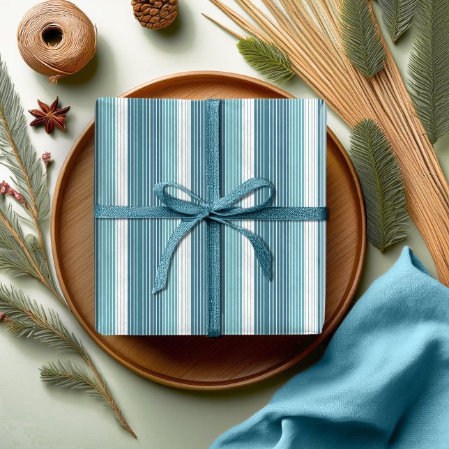 Papel De Presente Teal Pinstripe Natal Pattern#28 ID1009 (Criador carregado)