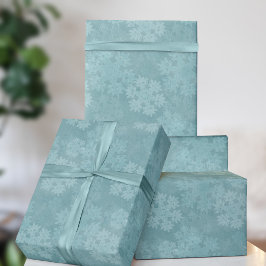 Papel De Presente Teal Snowflake Padrão Natal Feriado de inverno