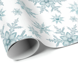 Papel De Presente Teal Snowflake Patterno de Natal Quebrado