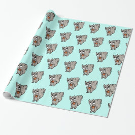Papel De Presente Teal Squirrels Aniversário ou Chá de fraldas