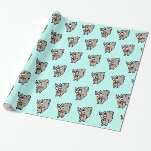 Papel De Presente Teal Squirrels Aniversário ou Chá de fraldas