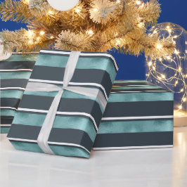 Papel De Presente Teal Stripe Natal ID862