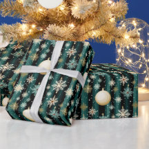 Teal Striped Snowflakes e Decorações Natal