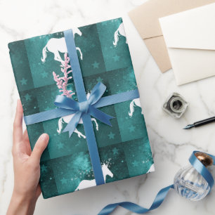 Papel De Presente Teal Unicorn Wrapping Paper