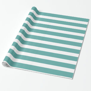 Papel De Presente Teal White Stripes Aniversário