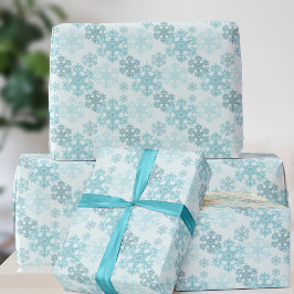 Papel De Presente Teal Winter Ice Snowflake Papel De Aperfeiçoamento