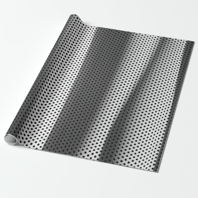 Papel De Presente Tecido branco e preto de ponto polca (Desenrolado)