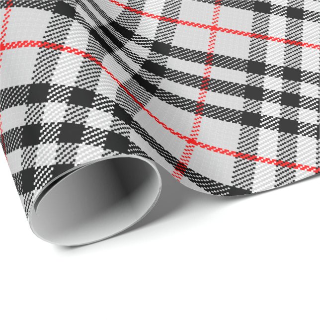 Papel De Presente Tecido Checkered clássico vermelho branco preto do (Ponta do rolo)