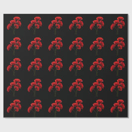 Papel De Presente Tecido com Padrão Floral Vermelho Elegante | Botân