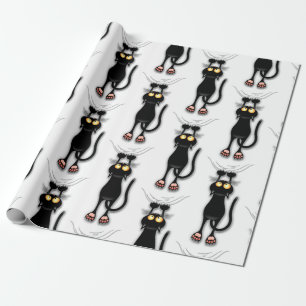 Papel De Presente Tecido de Arranque de Caracteres Engraçado de Cat