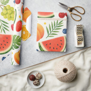 Papel De Presente Tecido de Padrão de Frutas de Verão Melancia Tro