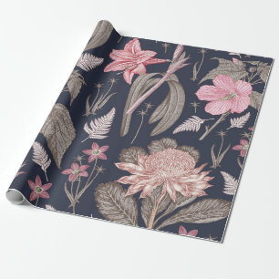Papel De Presente Tecido de padrões sem costura. Set Amaryllis Warat