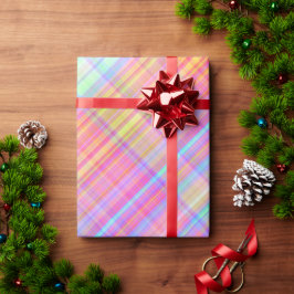 Papel De Presente Tecido de Xadrez de várias cores do Pastel
