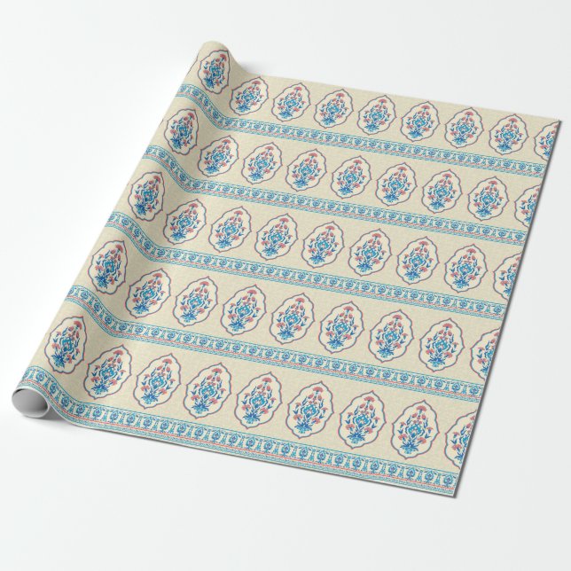 Papel De Presente Tecido Étnico Floral: Elegância Invisível (Desenrolado)
