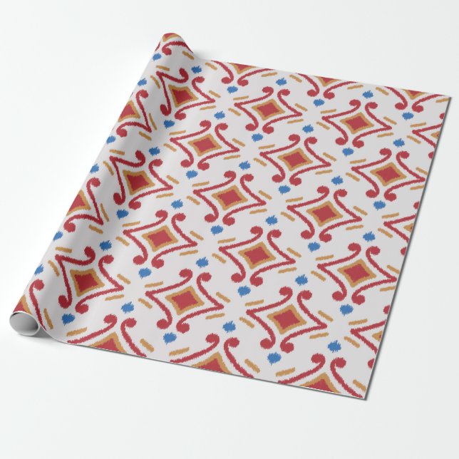 Papel De Presente Tecido Ikat artesanal. Padrão étnico uniforme. Azt (Desenrolado)