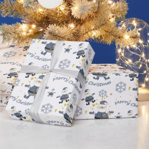 Papel De Presente Tecido Jeans Blue Gold Moda Natal Símbolo Papai No