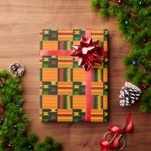 Papel De Presente Tecido Kente Padrão Africano Afrocentrismo