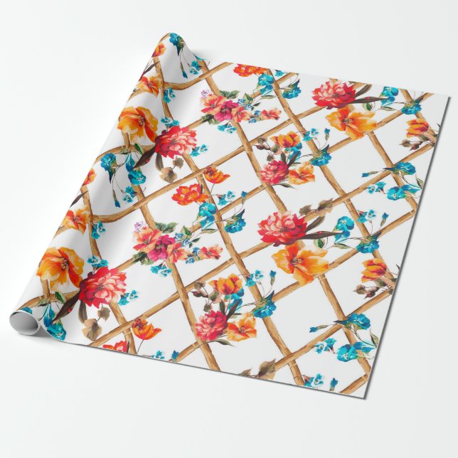 Papel De Presente tecido, óleo, pintura, flores, design de moda, (Desenrolado)