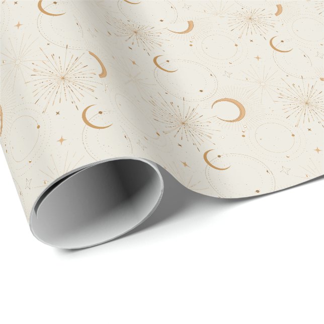 Papel De Presente Tecidos espaciais celestes luz estrela lua univers (Ponta do rolo)