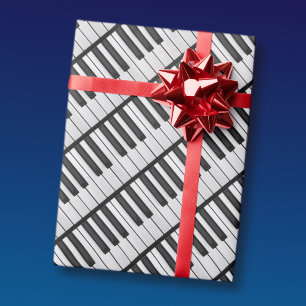 Papel De Presente Teclas de Piano Preto e Branco