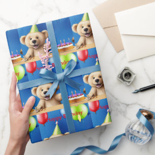 Papel De Presente Teddy Bear Feliz Aniversário