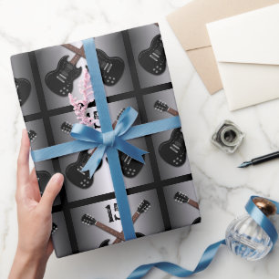 Papel De Presente Teen Boys Electric Guitar Black Birthday Wrap