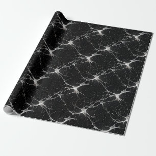 Papel De Presente Teias e Pontos Brancos no Preto