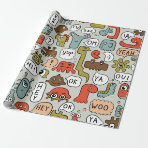 Papel De Presente tela de fundo contínua com monstros bonitos de de