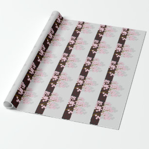Papel De Presente Tela Japonesa e Floresta Rosa Brilham Presente