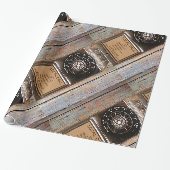 Papel De Presente Telefone antigo telefone celular com telefone rota (Desenrolado)